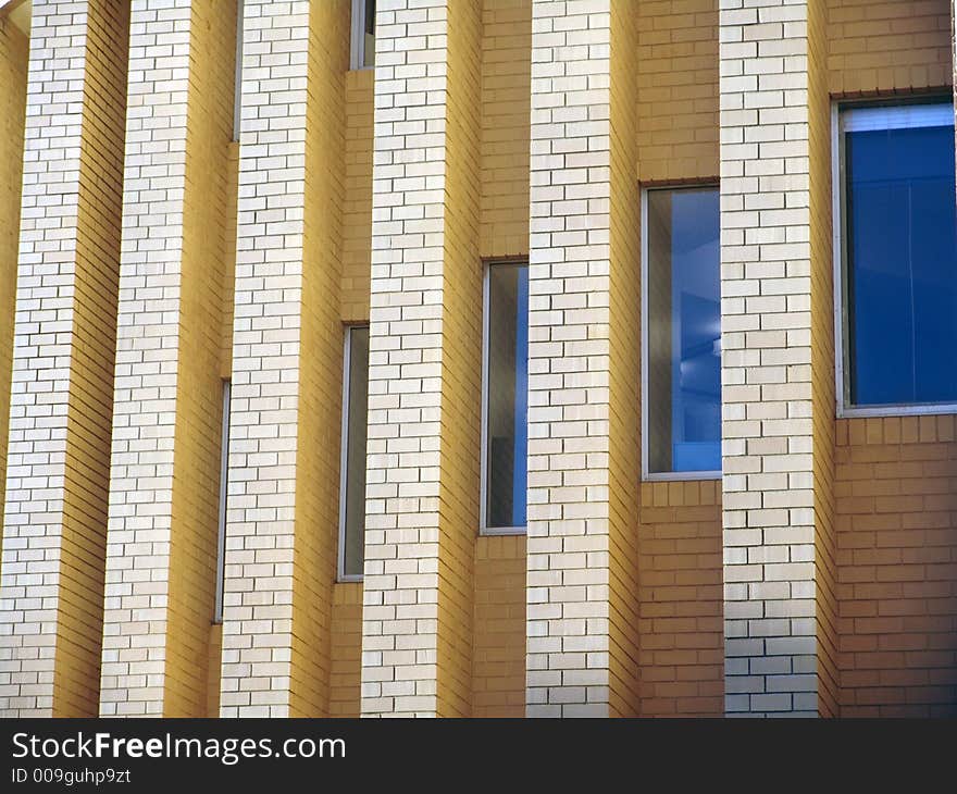 Bricks walls with windows inbetween. Bricks walls with windows inbetween