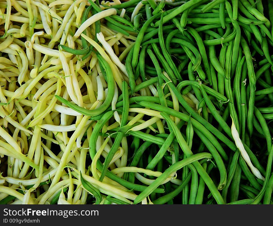 Background of green and yellow string beans. Background of green and yellow string beans