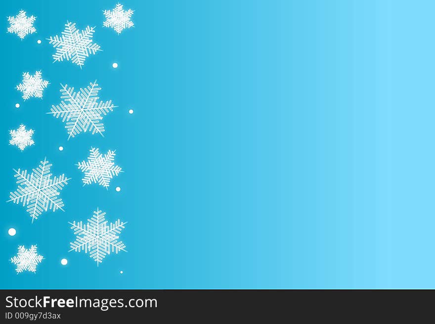 Light blue background with snowflakes