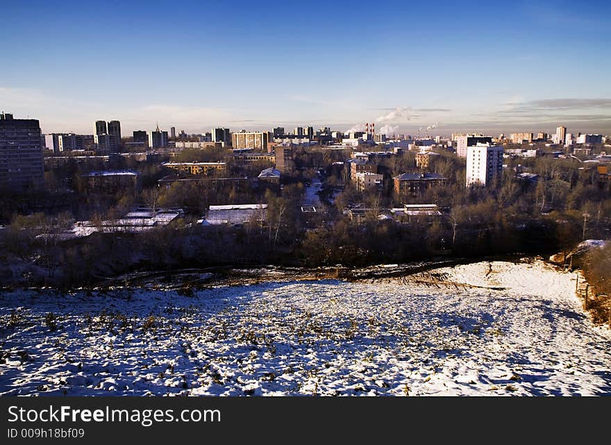 The Top View On A City, From A Mountain.