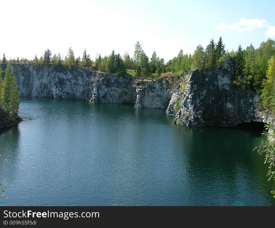 A lake, where they used to quarry marble. A lake, where they used to quarry marble