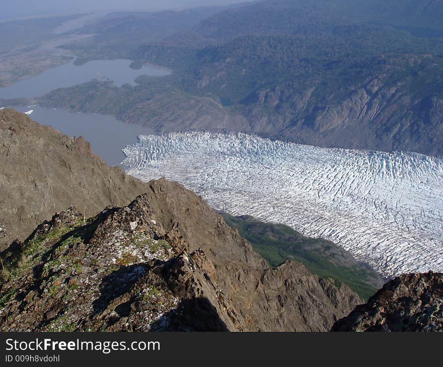 Landscape picture of grewingk glacier in kachemak bay alaska