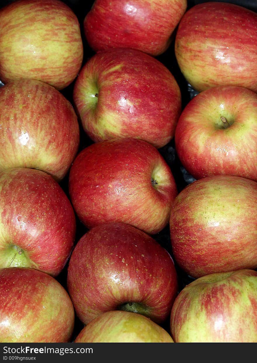 A box of red apple in the fruit shop ready to take off. A box of red apple in the fruit shop ready to take off