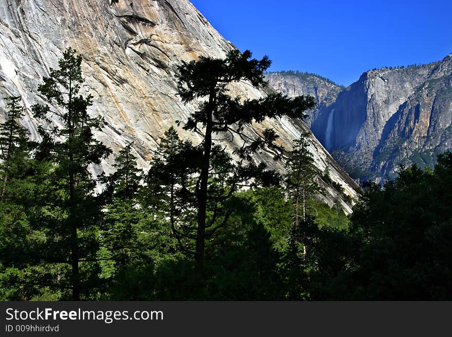 The Yosemite Valley in Yosemite National Park, California. The Yosemite Valley in Yosemite National Park, California