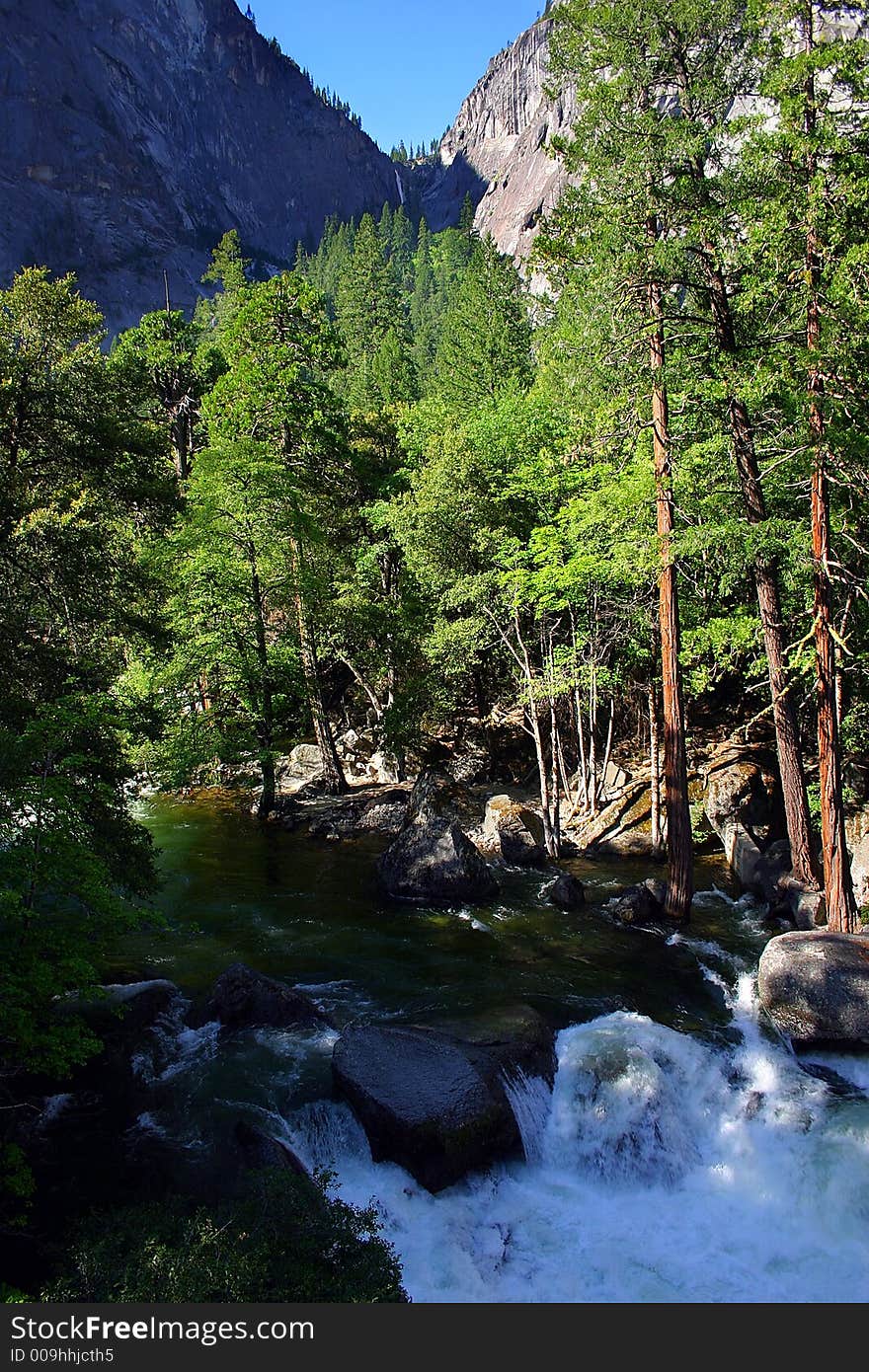 The Yosemite Valley in Yosemite National Park, California. The Yosemite Valley in Yosemite National Park, California