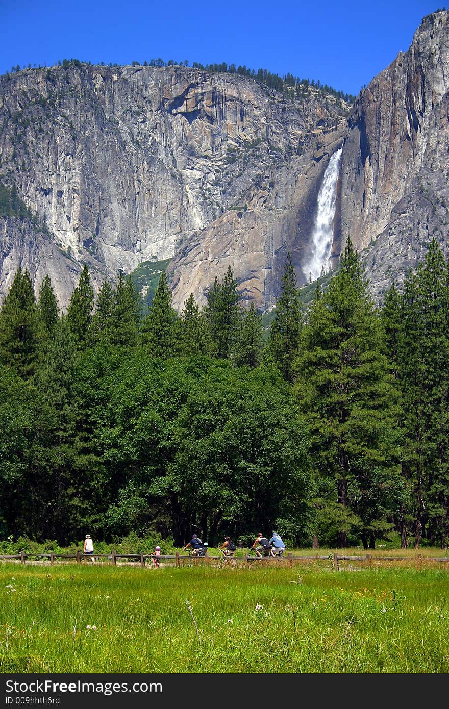 Yosemite Falls is the highest measured waterfall in North America. Located in Yosemite National Park in the Sierra Nevada mountains of California, it is a major attraction in the park, especially in late spring when the water flow is at its peak. Yosemite Falls is the highest measured waterfall in North America. Located in Yosemite National Park in the Sierra Nevada mountains of California, it is a major attraction in the park, especially in late spring when the water flow is at its peak.