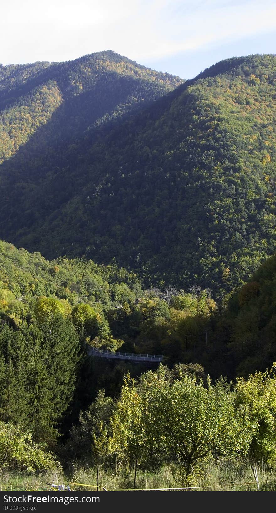 Alpes maritimes mountains in autumn with little white bridge. Alpes maritimes mountains in autumn with little white bridge