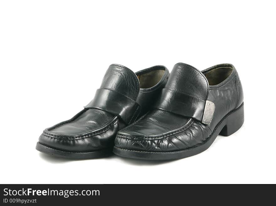 Comfortable worn black business shoes. Comfortable worn black business shoes