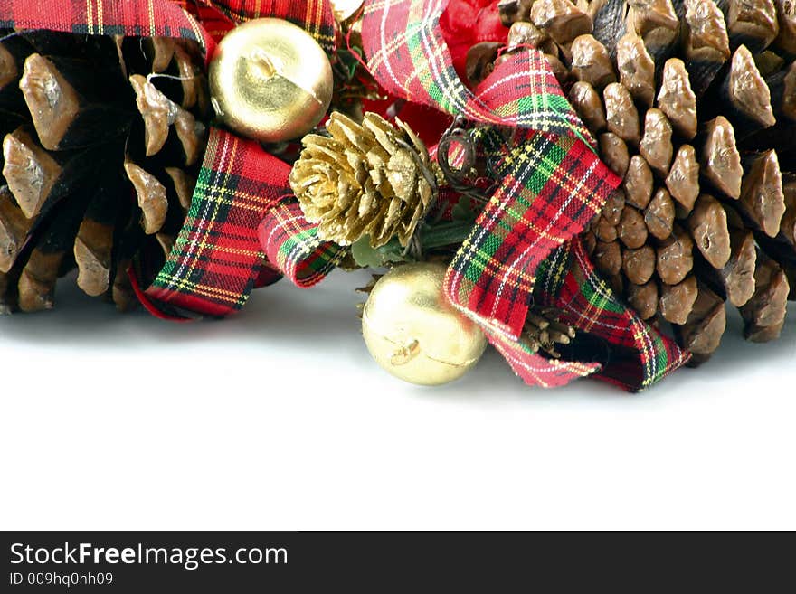 Pine cones and ribbons  christmas decoration