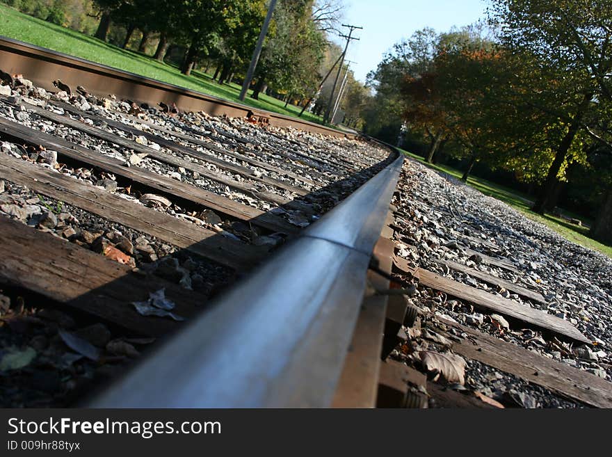 A railway through the park. A railway through the park