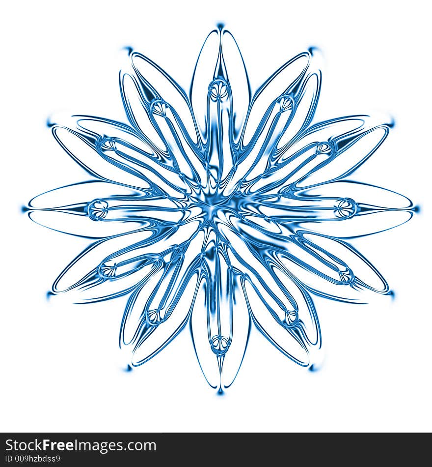 Blue snowflake generated by computer