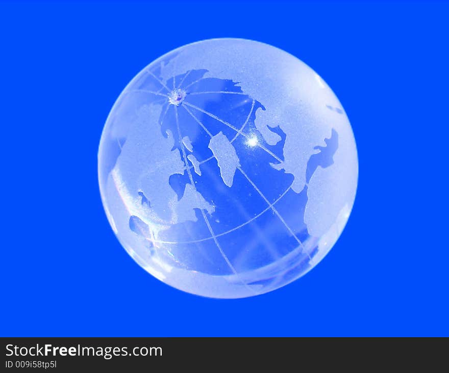 Beautiful blue shaded globe in a sky blue background.