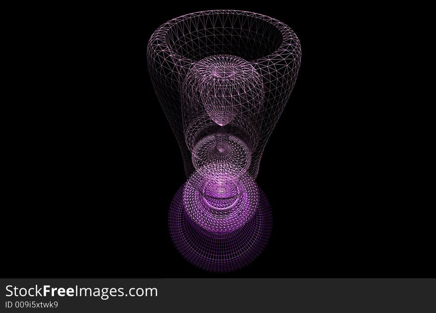 3d vase purple wireframe