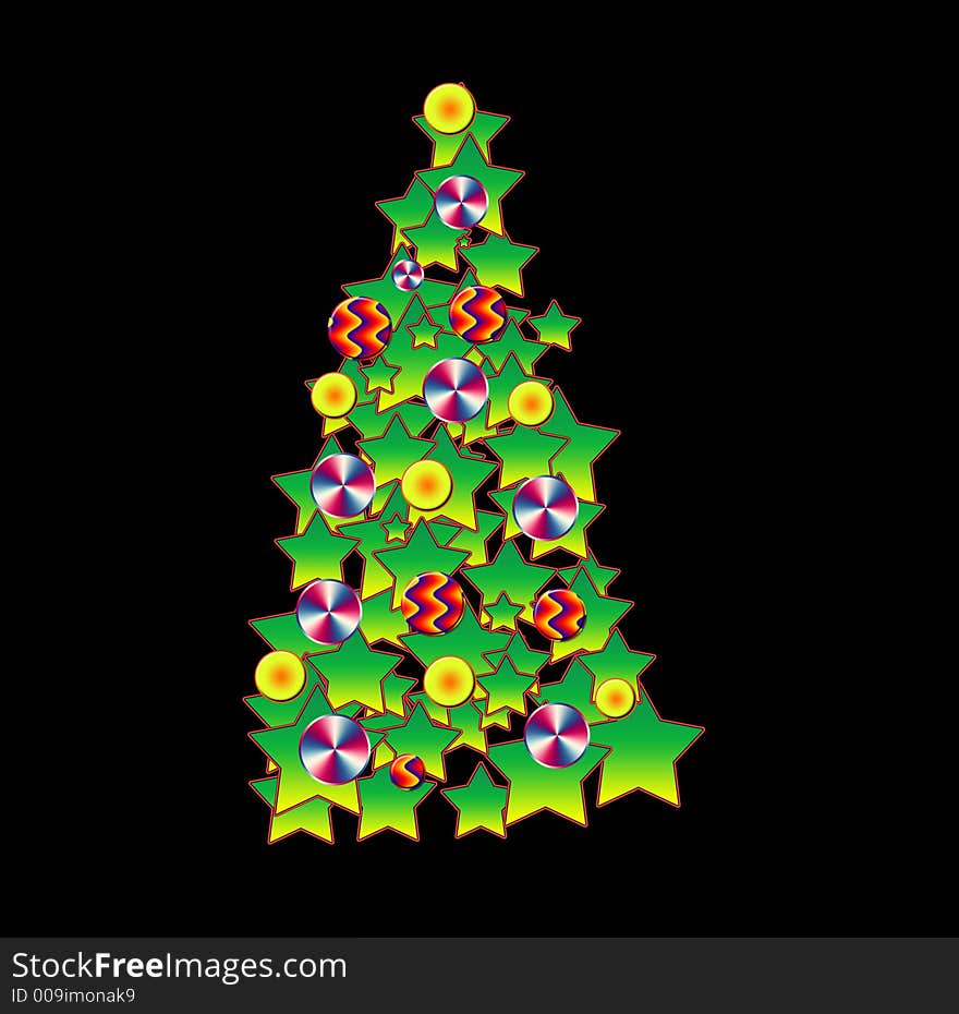 Christmass tree from stars and balls