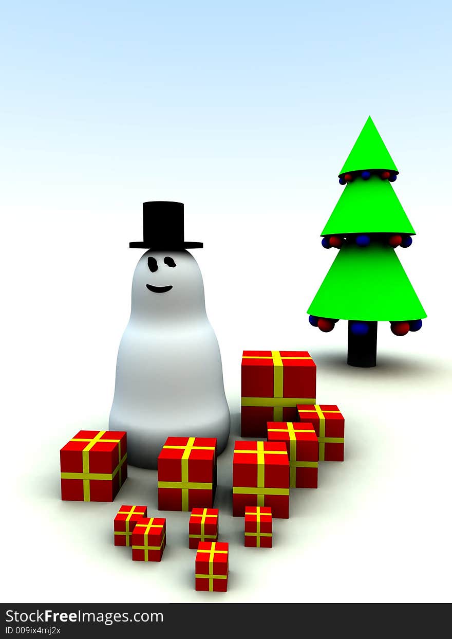 Snowman and Christmas Presents 4