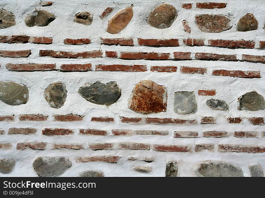 Ancient red brick wall with pattern. Ancient red brick wall with pattern