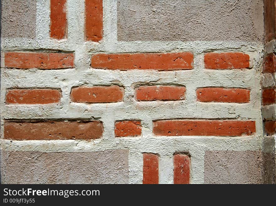 Ancient red brick wall with pattern. Ancient red brick wall with pattern