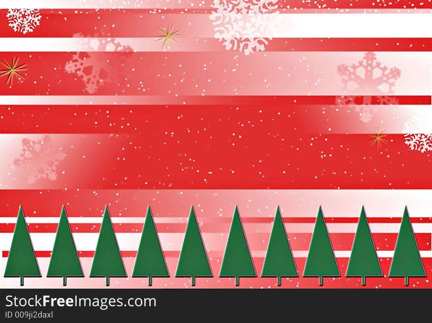 A computer generated christmas image with fir trees ans falling snow. A computer generated christmas image with fir trees ans falling snow