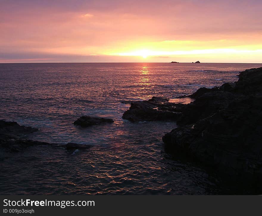 This is a sunset over the Atlantic Ocean