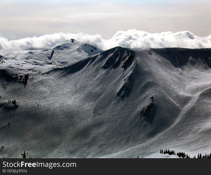 High cliff after a ski day. High cliff after a ski day