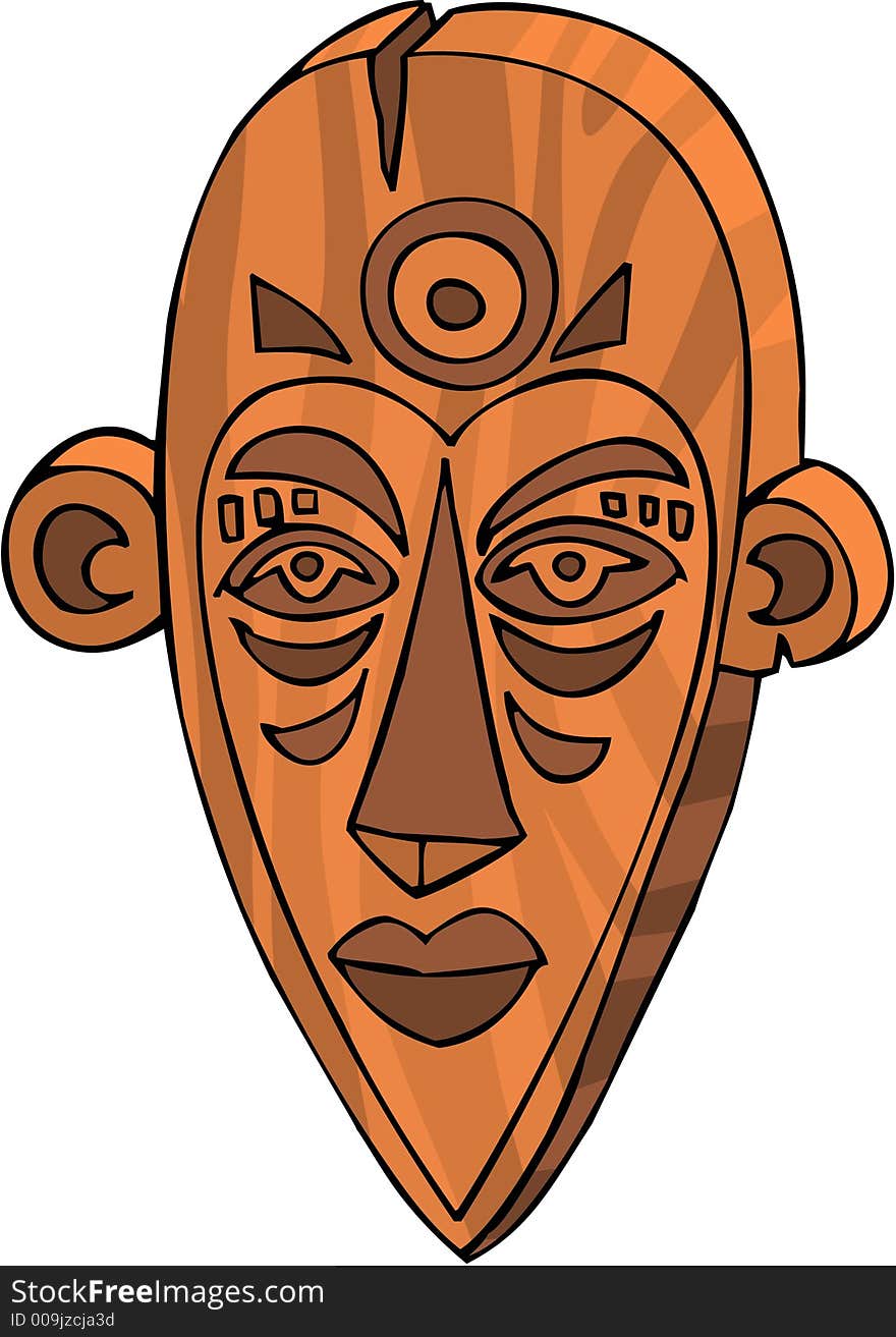 Graphic illustration line-art for a Tiki Mask