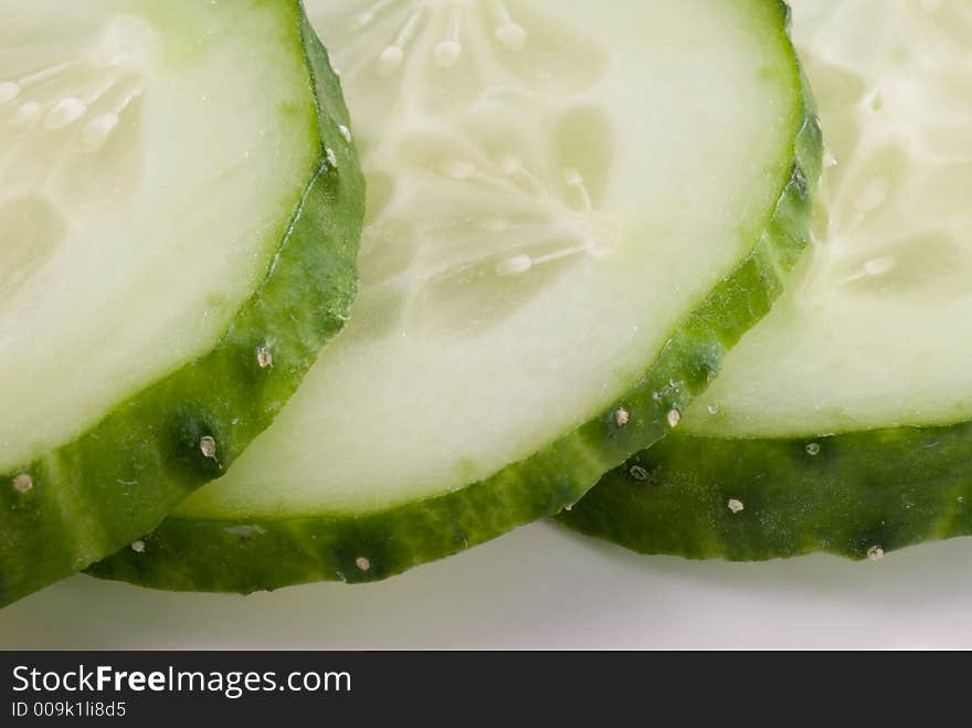 Cucumber slices very close-up view. Cucumber slices very close-up view