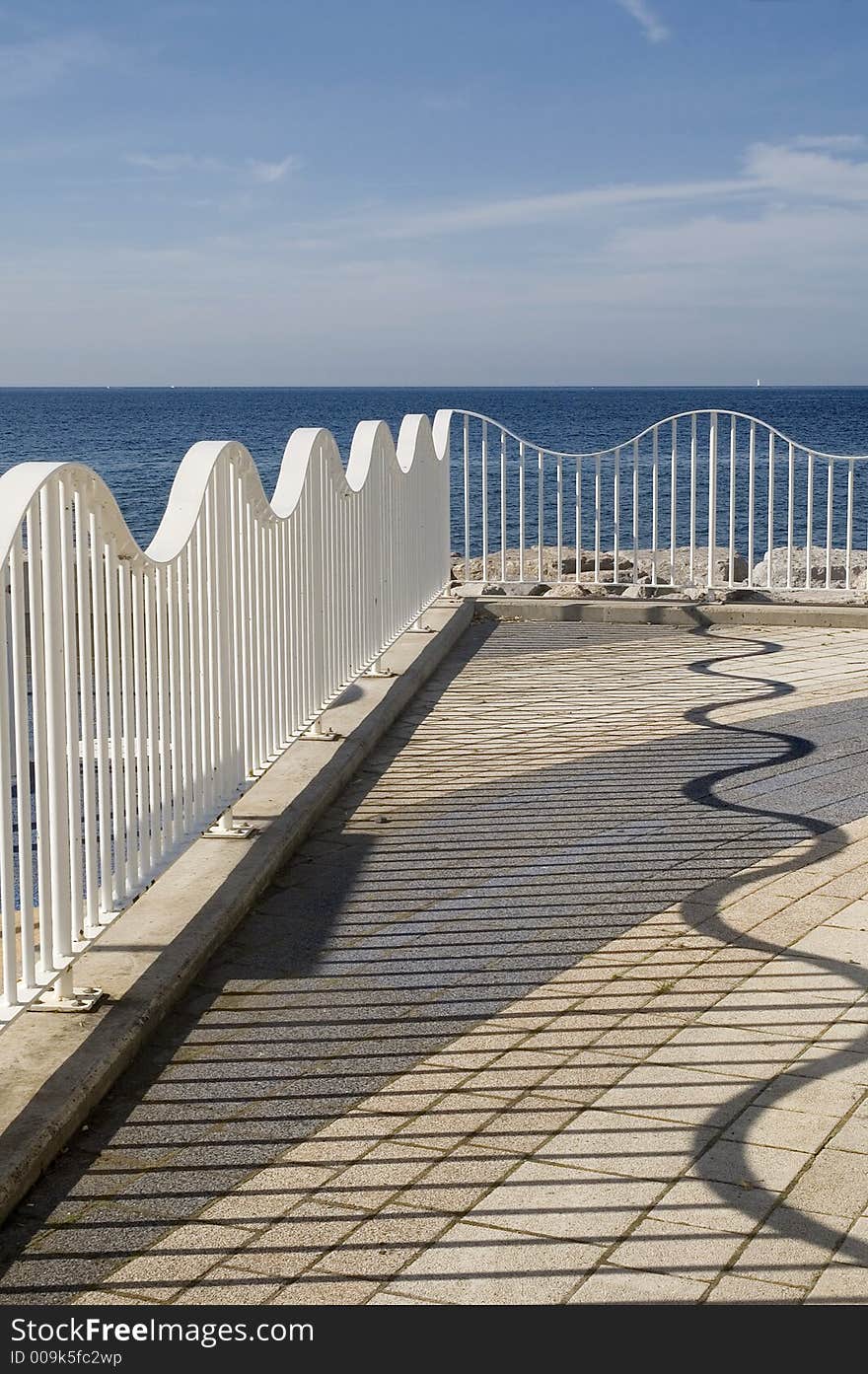 Railing at the lakeshore