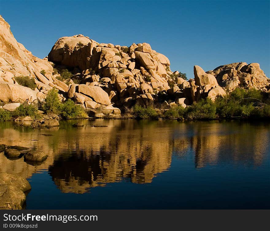 Scenic view of Barker Dam at Joshua Tree National Park