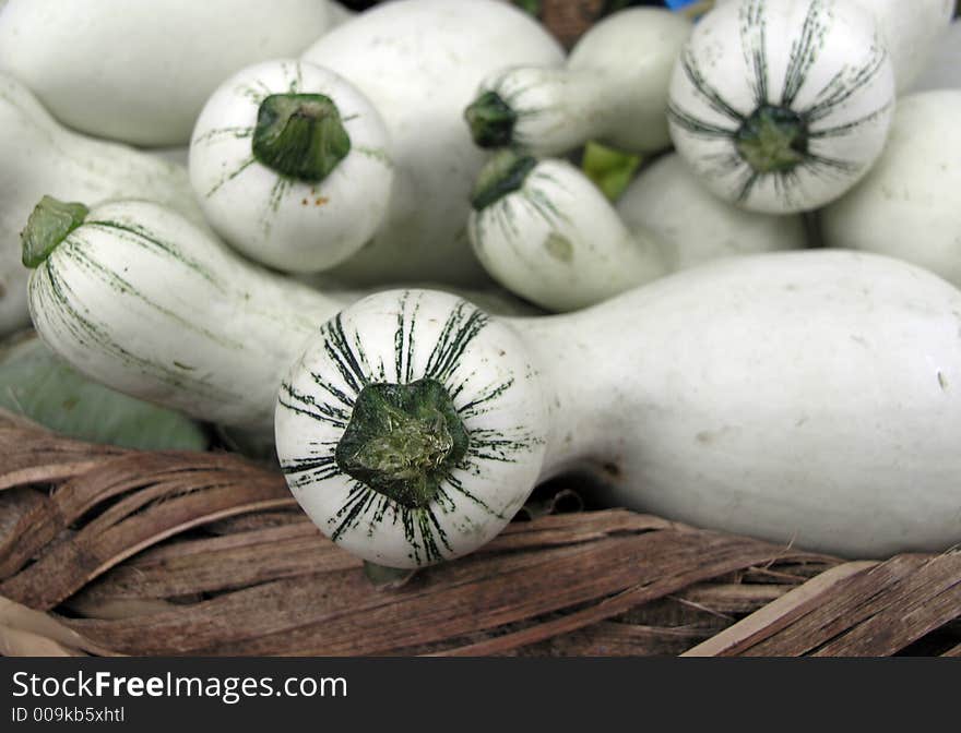 A basket of white squash