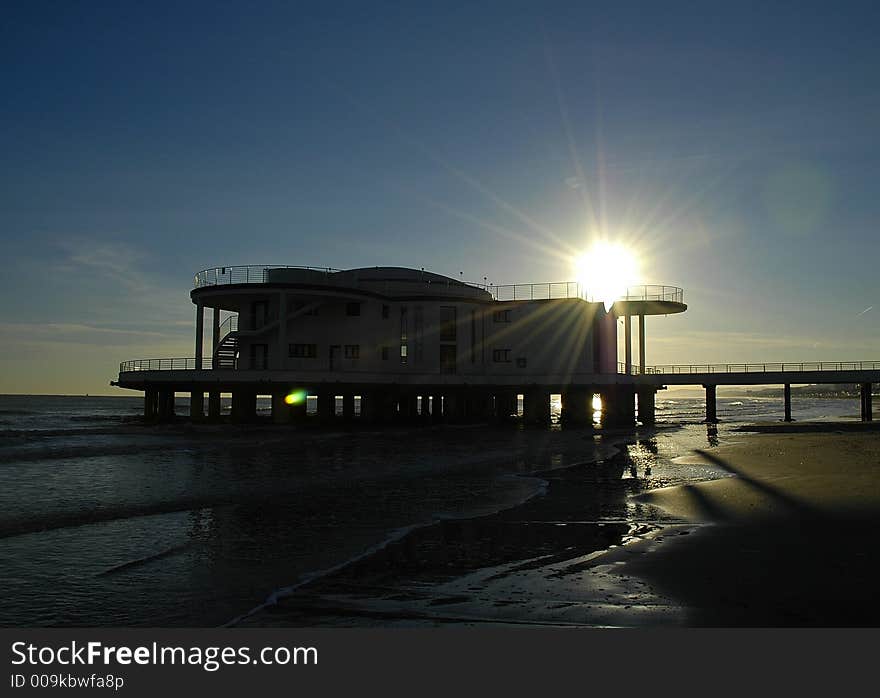 Senigallia's Rotonda a Mare -  Mercantile Building symbol of city - Back lit. Senigallia's Rotonda a Mare -  Mercantile Building symbol of city - Back lit