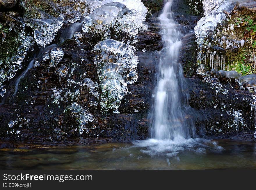 Detail of a mountain frozen torrent, west Alps. Detail of a mountain frozen torrent, west Alps.