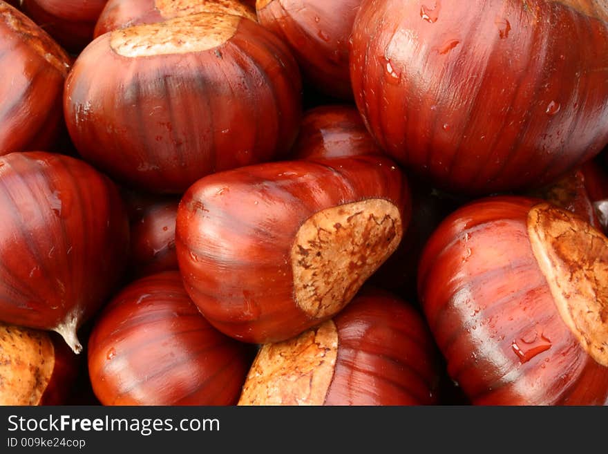 Close up image of chestnuts