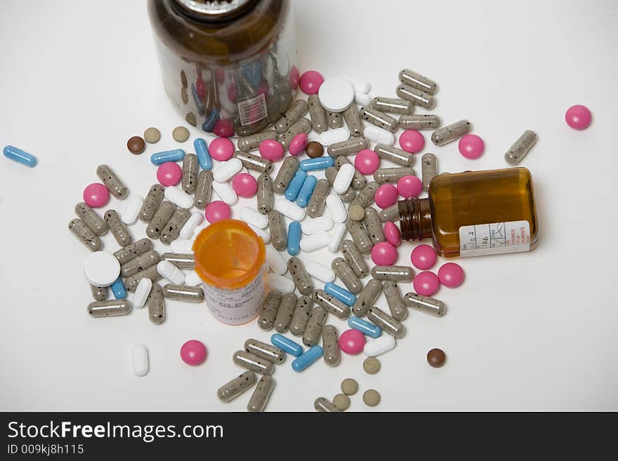 Selection of medicines on a white background. Selection of medicines on a white background