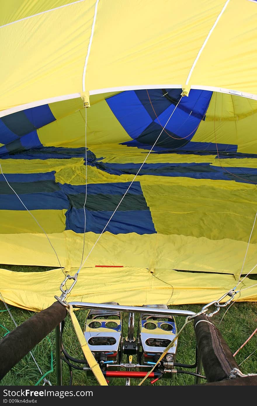 Hot air baloon and basket, ballooning flying. Hot air baloon and basket, ballooning flying