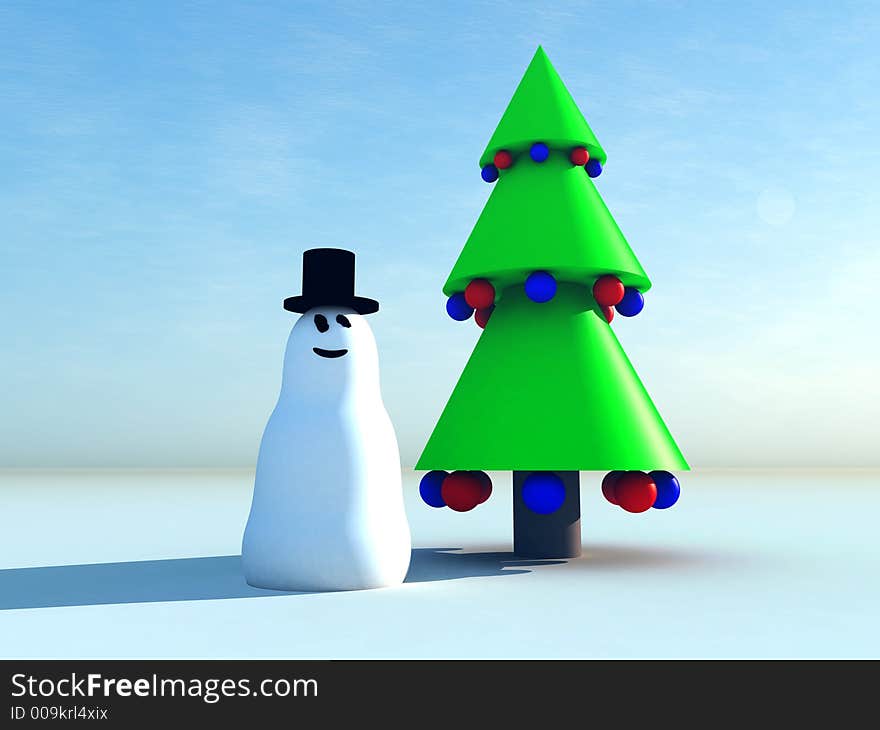 Snowman and Christmas tree 6