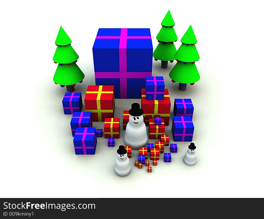 Snowman And Christmas Presents 9