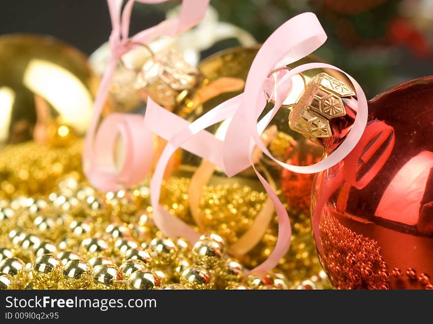 Shining Christmas decoration with ribbons. Shining Christmas decoration with ribbons