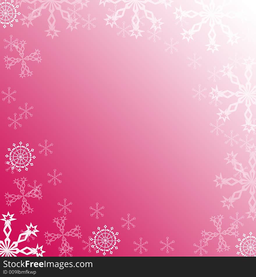 Computer generated illustration of  snowflakes frame