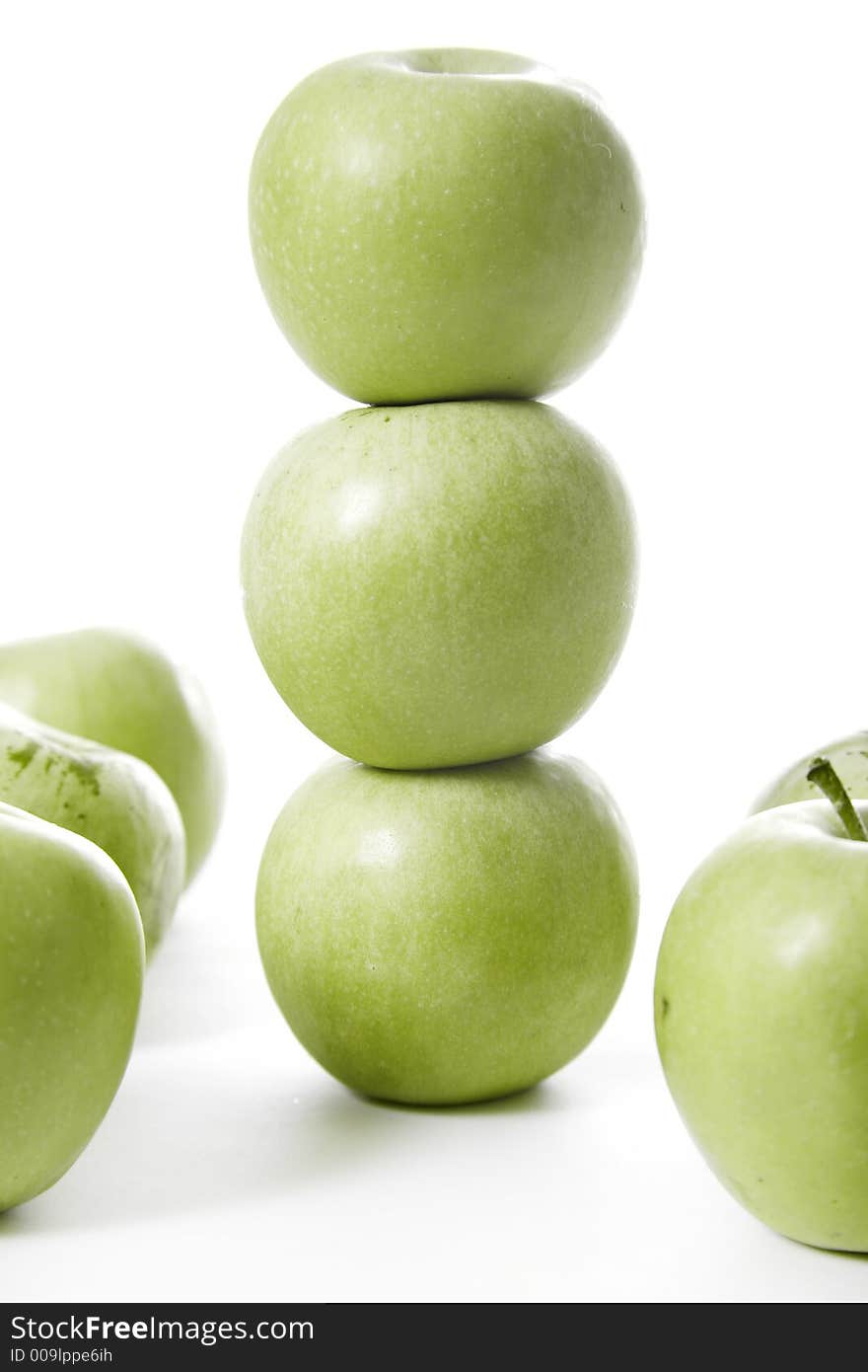 Stack of apples isolated on white background