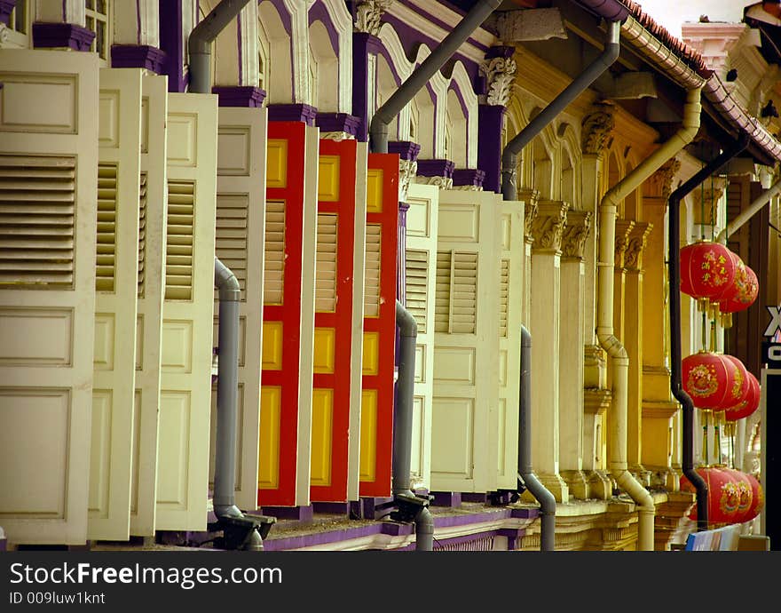 Old fashion windows and shops in Chinatown