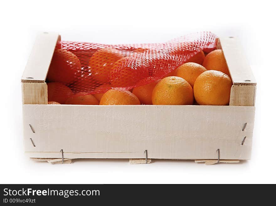 Box of clementines isolated on white background