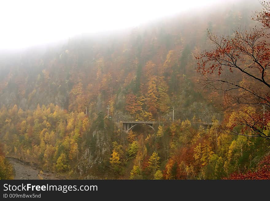 Autumn mist in Transfararasan climbing at 2034 m high in Faragars Mountains