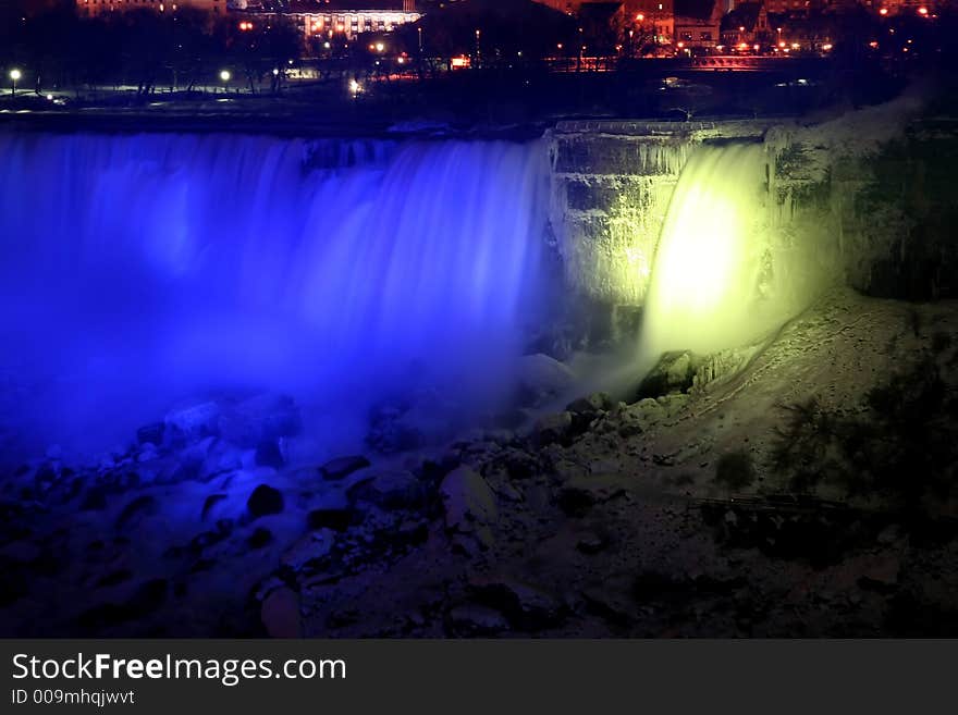 Niagara Falls at Night with Lights