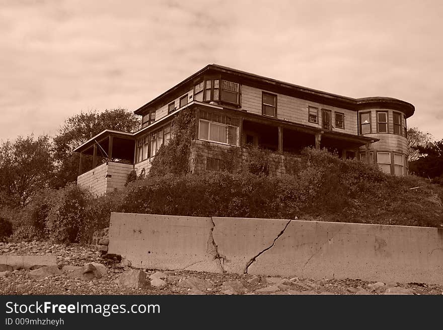 Old Abandoned Beach House Sepia