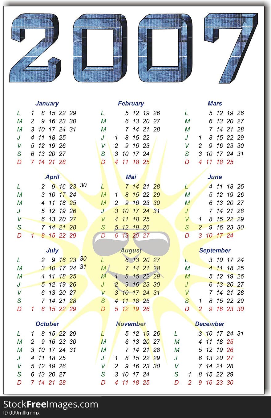 2007 solar cells PV calendar