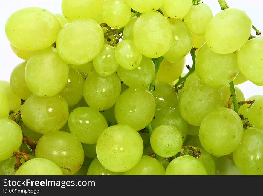 Seasonal grapes with leaves on white. Seasonal grapes with leaves on white