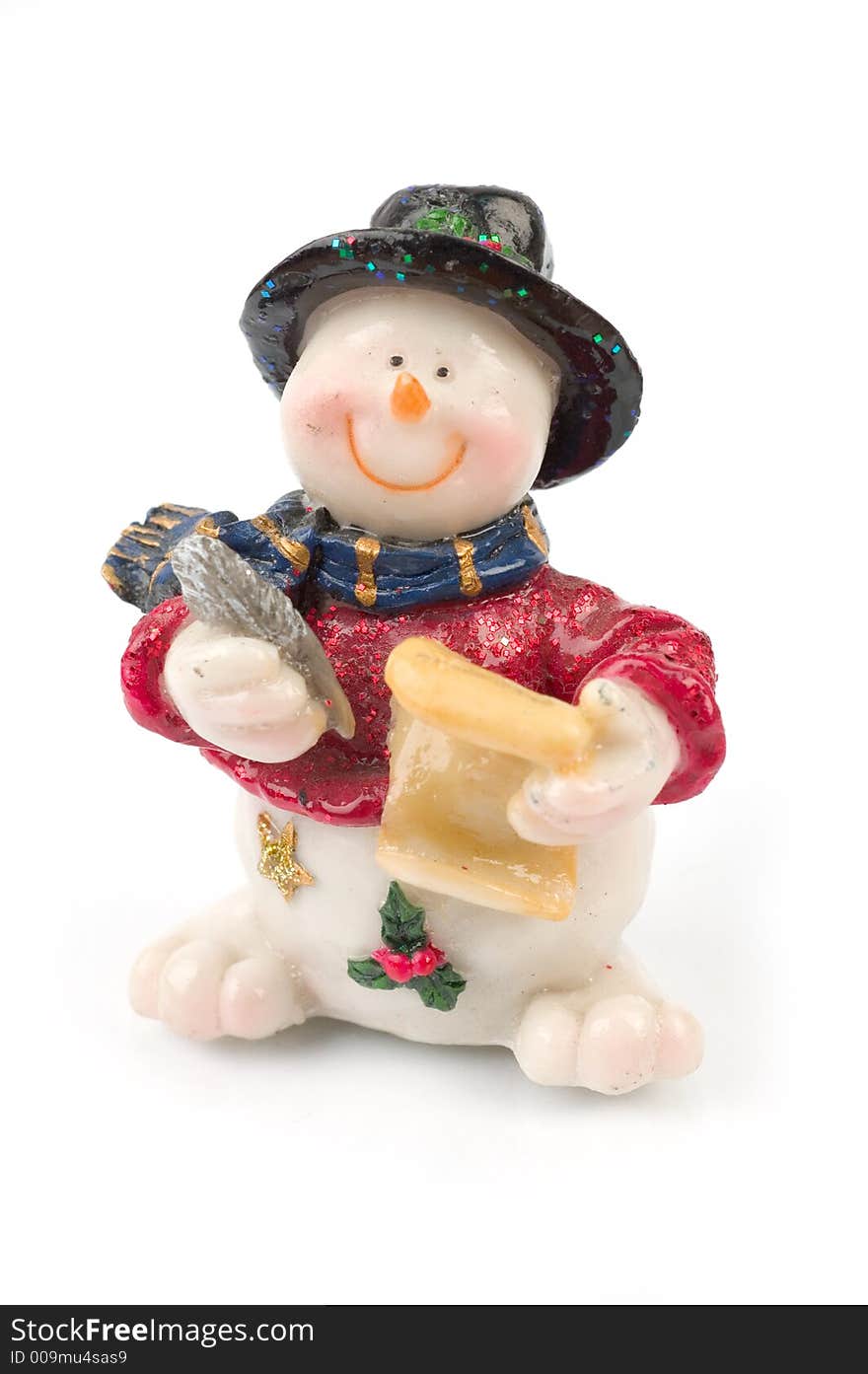 Miniature Snowman statues in different poses against white background with clipping paths. Miniature Snowman statues in different poses against white background with clipping paths