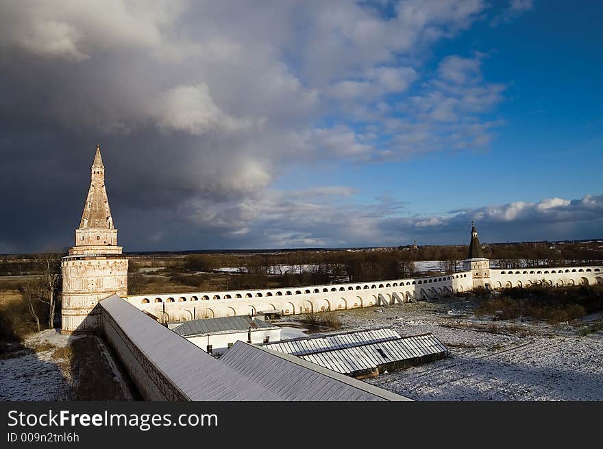 View at walls, yard and vicinity of St. Joseph monastery near Moscow, Russia. The cloister was founded in XV century. View at walls, yard and vicinity of St. Joseph monastery near Moscow, Russia. The cloister was founded in XV century.