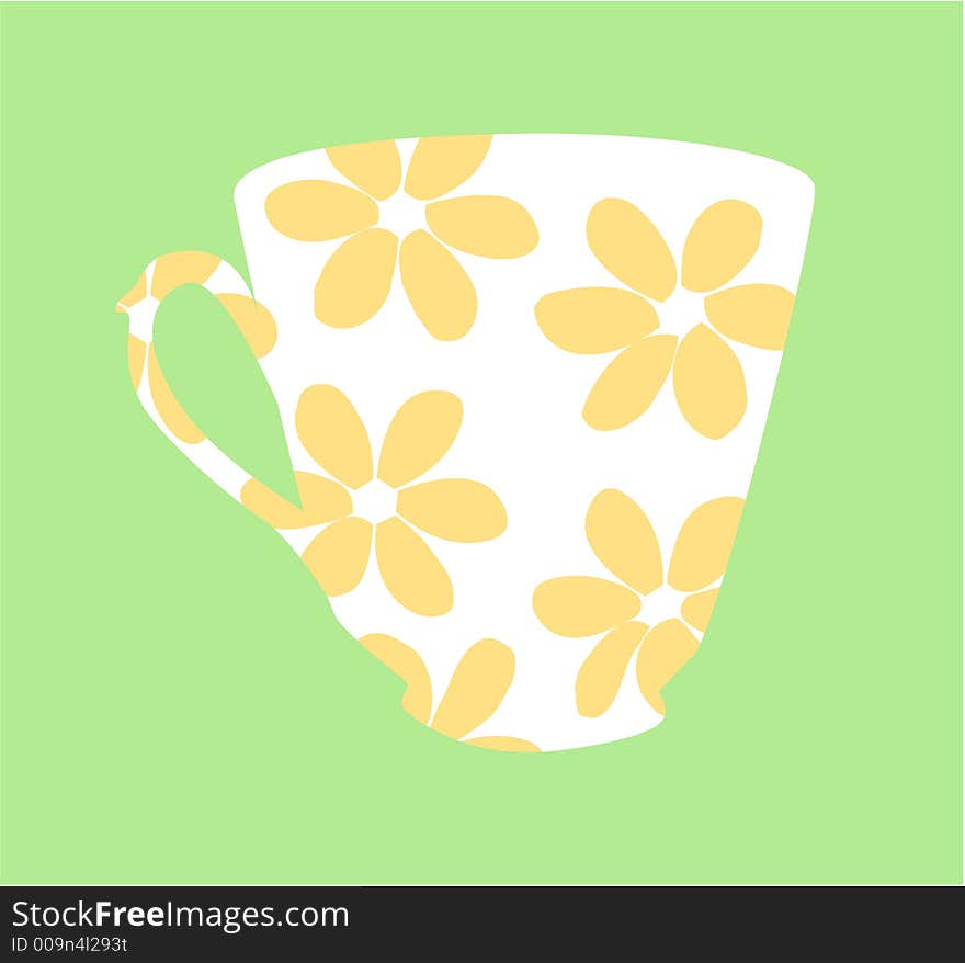 Flowered Teacup Design - Fully editable  drawing. Flowered Teacup Design - Fully editable  drawing