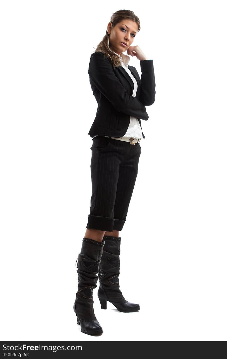 Great looking blond business woman shot in studio - formal pose. Great looking blond business woman shot in studio - formal pose